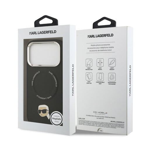 Karl Lagerfeld Karl Lagerfeld iPhone 17 Pro/iPhone 18 Pro Handyhülle MagSafe Karl-&-Choupette-Pins - Schwarz