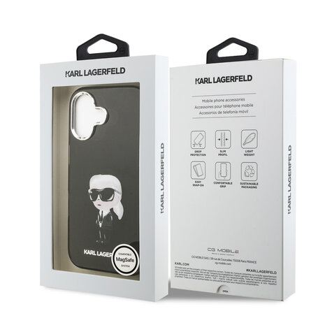 Karl Lagerfeld Karl lagerfeld iPhone 17 Backcover hoesje - MagSafe - IML Aquarelle - Zwart