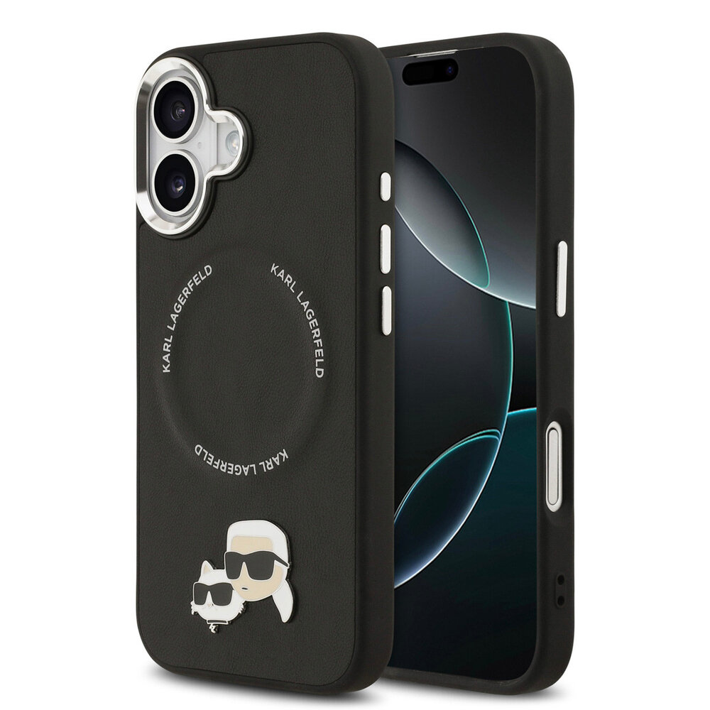Karl Lagerfeld Karl lagerfeld iPhone 17 Backcover hoesje - MagSafe - K&C Pins - Zwart