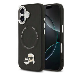 Karl Lagerfeld Karl lagerfeld iPhone 17 Backcover hoesje - MagSafe - K&C Pins - Zwart Karl Lagerfeld Karl lagerfeld iPhone 17 Backcover hoesje - MagSafe - K&C Pins - Zwart