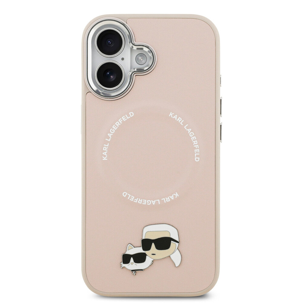 Karl Lagerfeld Karl lagerfeld iPhone 17 Backcover hoesje - MagSafe - K&C Pins - Roze
