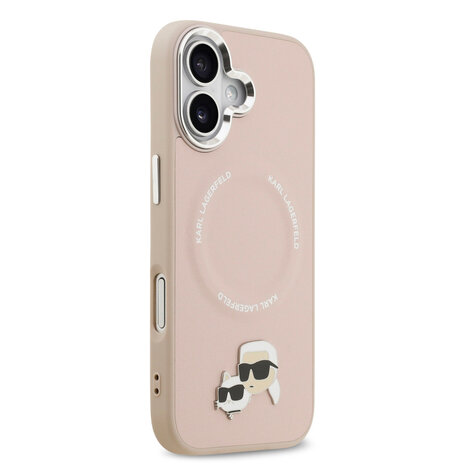Karl Lagerfeld Karl lagerfeld iPhone 17 Backcover hoesje - MagSafe - K&C Pins - Roze