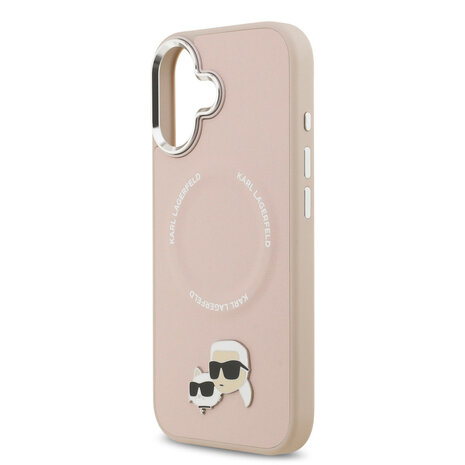 Karl Lagerfeld Karl lagerfeld iPhone 17 Backcover hoesje - MagSafe - K&C Pins - Roze