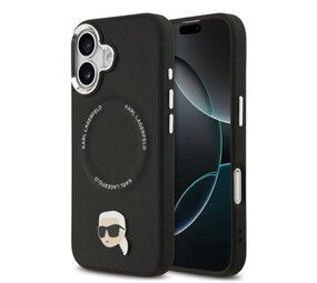 Karl Lagerfeld Karl lagerfeld iPhone 17 Backcover hoesje - MagSafe - K&C Pins - Zwart Karl Lagerfeld Karl lagerfeld iPhone 17 Backcover hoesje - MagSafe - K&C Pins - Zwart