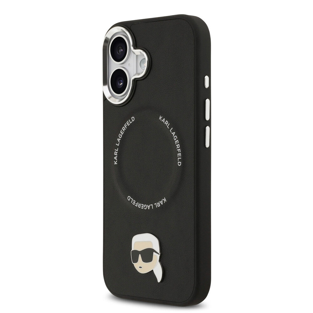 Karl Lagerfeld Karl lagerfeld iPhone 17 Backcover hoesje - MagSafe - K&C Pins - Zwart