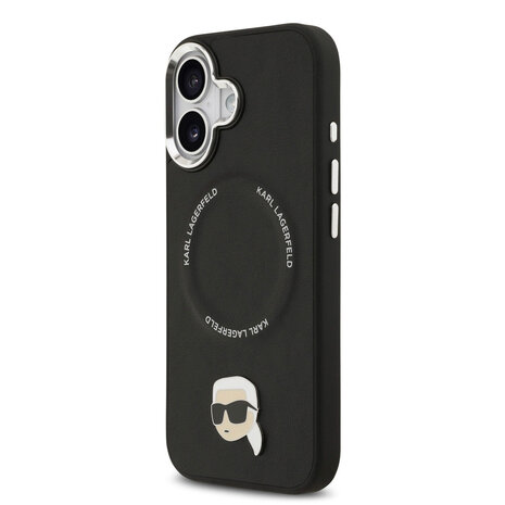 Karl Lagerfeld Karl lagerfeld iPhone 17 Backcover hoesje - MagSafe - K&C Pins - Zwart
