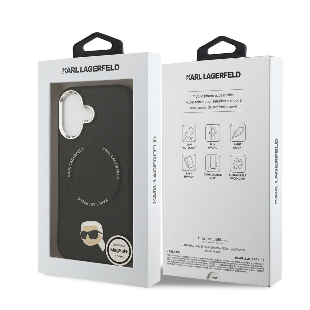 Karl Lagerfeld Karl lagerfeld iPhone 17 Back-Cover hul - MagSafe - K&C Pins - Schwarz