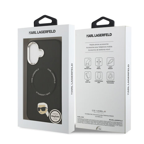 Karl Lagerfeld Karl lagerfeld iPhone 17 Backcover hoesje - MagSafe - K&C Pins - Zwart