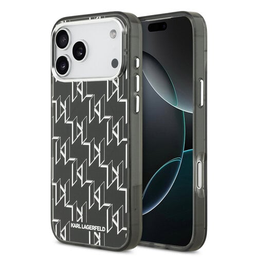 Karl Lagerfeld Karl Lagerfeld iPhone 17 Pro Max/iPhone 18 Pro Max Handyhülle MagSafe IML KC-Monogramm aus Metall - Schwarz