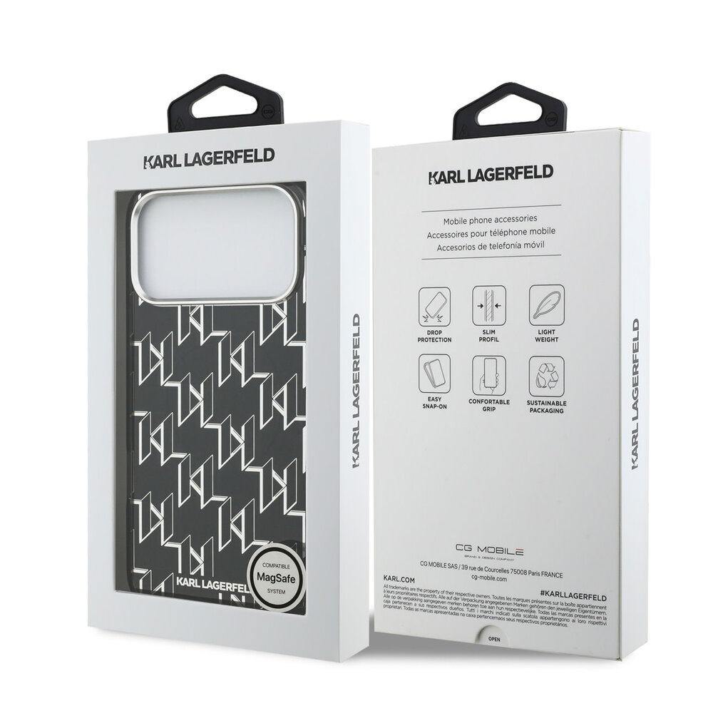 Karl Lagerfeld Karl lagerfeld iPhone 17 Pro Max Back cover coque - MagSafe - IML metal monogram kc - Noir Karl Lagerfeld Karl lagerfeld iPhone 17 Pro Max Back cover coque - MagSafe - IML metal monogram kc - Noir