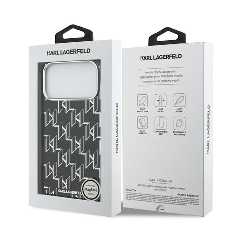 Karl Lagerfeld Karl lagerfeld iPhone 17 Pro Max Back cover coque - MagSafe - IML metal monogram kc - Noir Karl Lagerfeld Karl lagerfeld iPhone 17 Pro Max Back cover coque - MagSafe - IML metal monogram kc - Noir