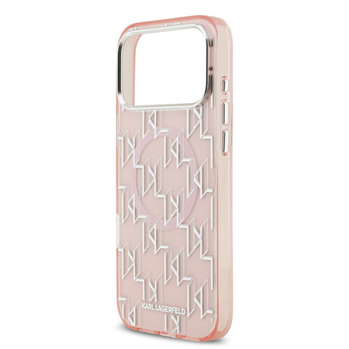 Karl Lagerfeld Karl Lagerfeld iPhone 17 Pro Max/iPhone 18 Pro Max Handyhülle MagSafe IML KC-Monogramm aus Metall - Rosa