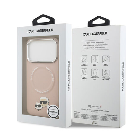 Karl Lagerfeld Karl lagerfeld iPhone 17 Pro Max Back cover coque - MagSafe - K&C Pins - Rose Karl Lagerfeld Karl lagerfeld iPhone 17 Pro Max Back cover coque - MagSafe - K&C Pins - Rose