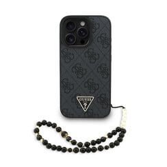 Guess iPhone 16 Pro Backcover hoesje - MagSafe - 4G Triangle Logo With Strap - Zwart
