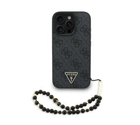 Guess Guess iPhone 16 Pro Back cover coque - MagSafe - 4G Triangle Logo With Strap - Noir Guess Guess iPhone 16 Pro Back cover coque - MagSafe - 4G Triangle Logo With Strap - Noir