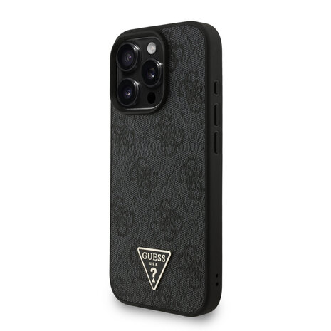 Guess Guess iPhone 16 Pro Back cover case - MagSafe - 4G Triangle Logo With Strap - Black Guess Guess iPhone 16 Pro Back cover case - MagSafe - 4G Triangle Logo With Strap - Black