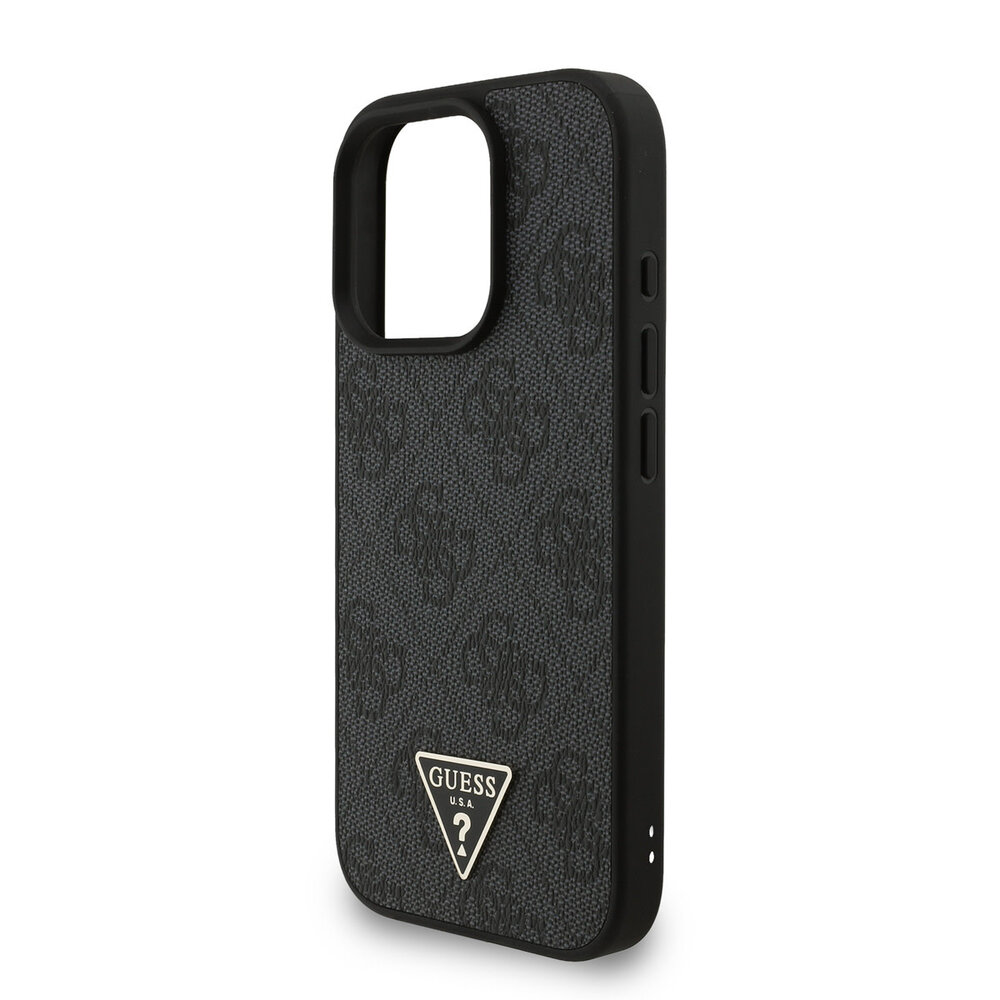 Guess Guess iPhone 16 Pro Back cover case - MagSafe - 4G Triangle Logo With Strap - Black Guess Guess iPhone 16 Pro Back cover case - MagSafe - 4G Triangle Logo With Strap - Black