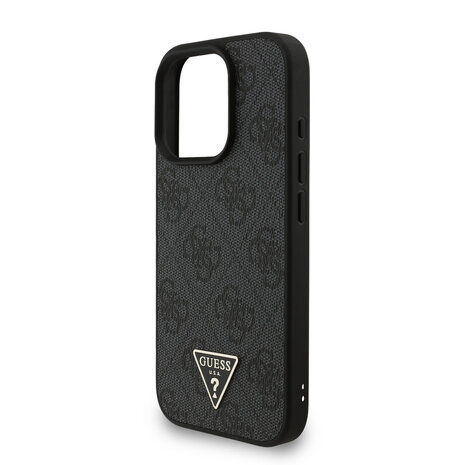 Guess Guess iPhone 16 Pro Backcover hoesje - MagSafe - 4G Triangle Logo With Strap - Zwart Guess Guess iPhone 16 Pro Backcover hoesje - MagSafe - 4G Triangle Logo With Strap - Zwart