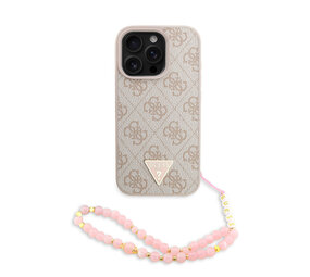 Guess Guess iPhone 16 Pro Back cover case - MagSafe - 4G Triangle Logo With Strap - Pink Guess Guess iPhone 16 Pro Back cover case - MagSafe - 4G Triangle Logo With Strap - Pink