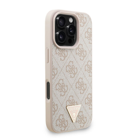 Guess Guess iPhone 16 Pro Back-Cover hul - MagSafe - 4G Triangle Logo With Strap - Rosa Guess Guess iPhone 16 Pro Back-Cover hul - MagSafe - 4G Triangle Logo With Strap - Rosa