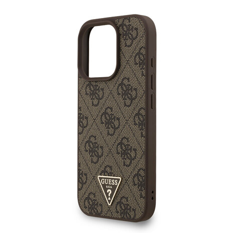 Guess Guess iPhone 16 Pro Back cover case - MagSafe - 4G Triangle Logo With Strap - Brown Guess Guess iPhone 16 Pro Back cover case - MagSafe - 4G Triangle Logo With Strap - Brown