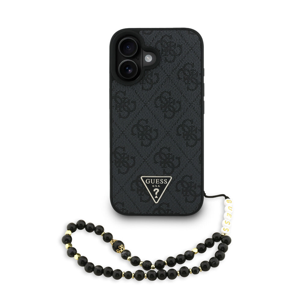 Guess Guess iPhone 16 Back-Cover hul - MagSafe - 4G Triangle Logo With Strap - Rosa Guess Guess iPhone 16 Back-Cover hul - MagSafe - 4G Triangle Logo With Strap - Rosa
