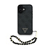 Guess iPhone 16 Back cover coque - MagSafe - 4G Triangle Logo Pearl Strap - Noir