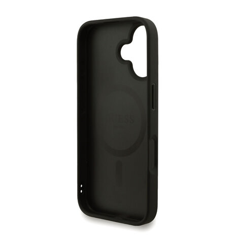 Guess Guess iPhone 16 Back cover coque - MagSafe - 4G Triangle Logo With Strap - Rose Guess Guess iPhone 16 Back cover coque - MagSafe - 4G Triangle Logo With Strap - Rose