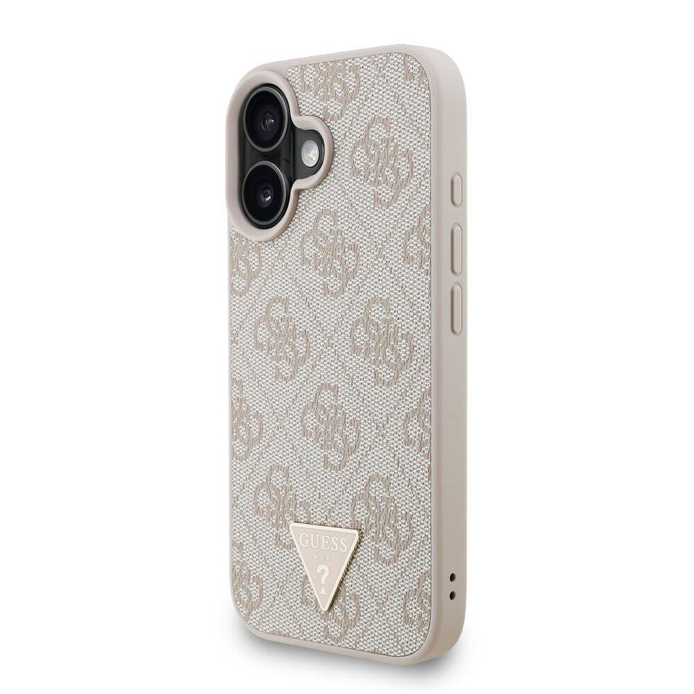 Guess Guess iPhone 16 Back-Cover hul - MagSafe - 4G Triangle Logo With Strap - Rosa Guess Guess iPhone 16 Back-Cover hul - MagSafe - 4G Triangle Logo With Strap - Rosa