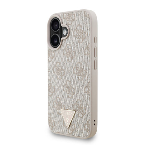 Guess Guess iPhone 16 Back cover coque - MagSafe - 4G Triangle Logo With Strap - Rose Guess Guess iPhone 16 Back cover coque - MagSafe - 4G Triangle Logo With Strap - Rose
