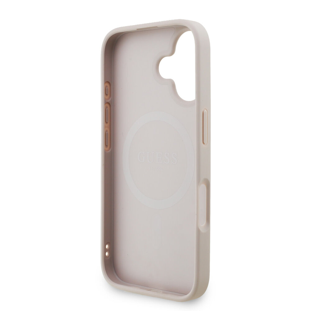 Guess Guess iPhone 16 Back cover case - MagSafe - 4G Triangle Logo With Strap - Pink