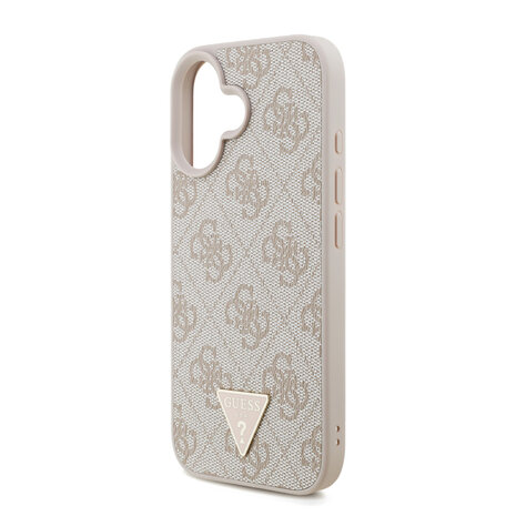 Guess Guess iPhone 16 Backcover hoesje - MagSafe - 4G Triangle Logo With Strap - Roze Guess Guess iPhone 16 Backcover hoesje - MagSafe - 4G Triangle Logo With Strap - Roze