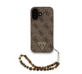 Guess Guess iPhone 16 Back-Cover hul - MagSafe - 4G Triangle Logo With Strap - Braun