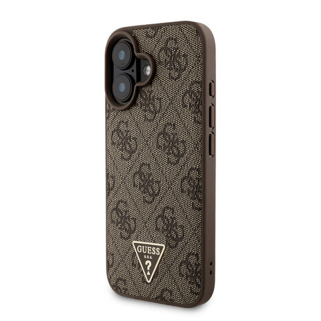 Guess Guess iPhone 16 Backcover hoesje - MagSafe - 4G Triangle Logo With Strap - Bruin Guess Guess iPhone 16 Backcover hoesje - MagSafe - 4G Triangle Logo With Strap - Bruin