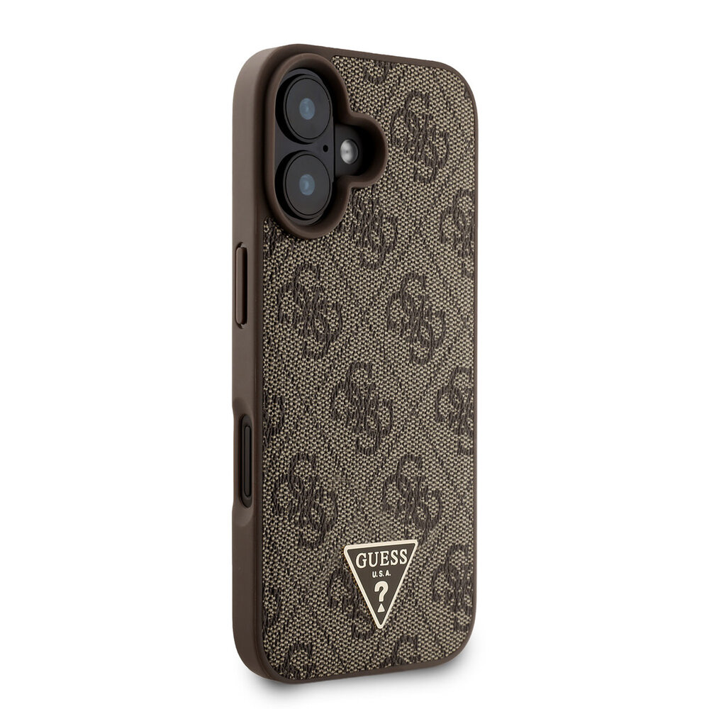 Guess Guess iPhone 16 Back-Cover hul - MagSafe - 4G Triangle Logo With Strap - Braun