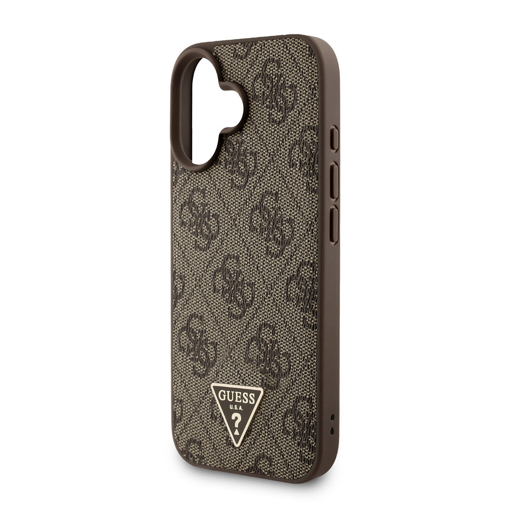 Guess Guess iPhone 16 Back-Cover hul - MagSafe - 4G Triangle Logo With Strap - Braun