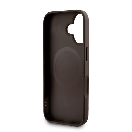 Guess Guess iPhone 16 Back-Cover hul - MagSafe - 4G Triangle Logo With Strap - Braun