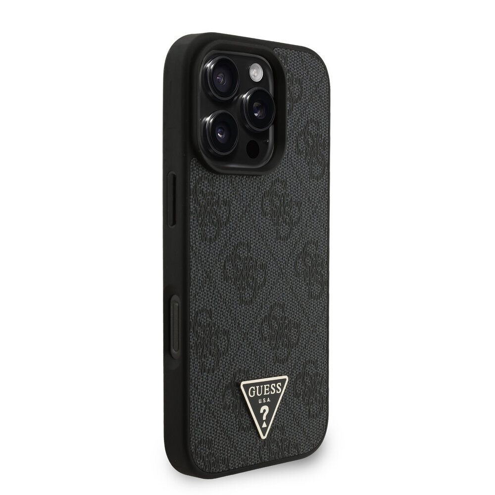 Guess Guess iPhone 16 Pro Max Back cover case - MagSafe - 4G Triangle Logo With Strap - Black Guess Guess iPhone 16 Pro Max Back cover case - MagSafe - 4G Triangle Logo With Strap - Black