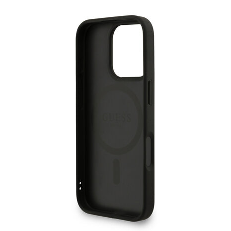 Guess Guess iPhone 16 Pro Max Back cover case - MagSafe - 4G Triangle Logo With Strap - Black Guess Guess iPhone 16 Pro Max Back cover case - MagSafe - 4G Triangle Logo With Strap - Black