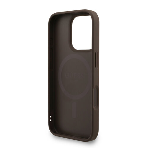 Guess Guess iPhone 16 Pro Max Back-Cover hul - MagSafe - 4G Triangle Logo With Strap - Braun
