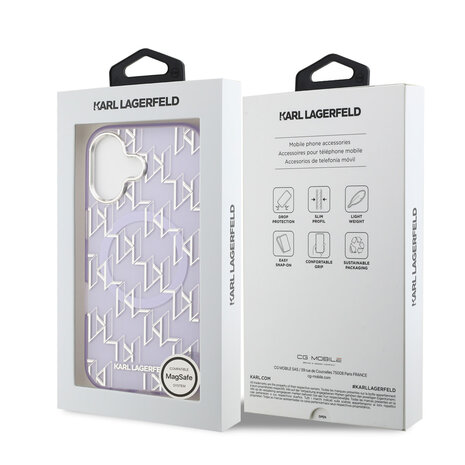 Karl Lagerfeld Karl lagerfeld iPhone 17 Backcover hoesje - MagSafe - IML metal monogram kc - Paars