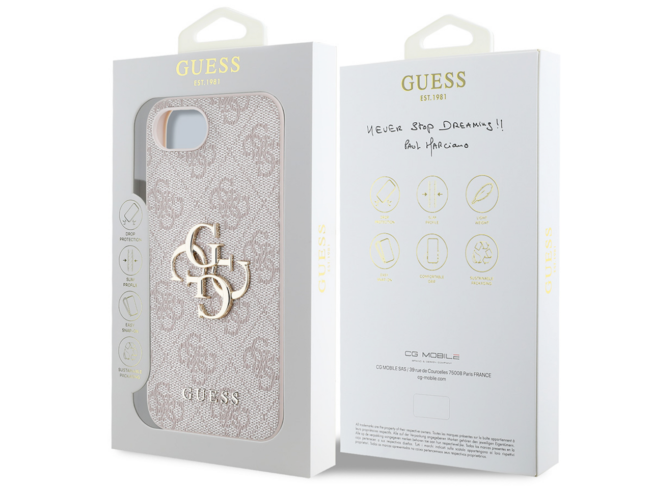 Guess Guess iPhone 16e & 17e Back cover case - 4G - Big Metal Logo - Pink Guess Guess iPhone 16e & 17e Back cover case - 4G - Big Metal Logo - Pink
