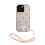 Guess Guess iPhone 16 Pro Max Backcover hoesje - MagSafe - 4G Triangle Logo With Strap - Roze