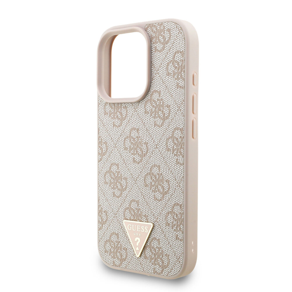 Guess Guess iPhone 16 Pro Max Back cover coque - MagSafe - 4G Triangle Logo With Strap - Rose Guess Guess iPhone 16 Pro Max Back cover coque - MagSafe - 4G Triangle Logo With Strap - Rose