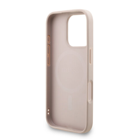 Guess Guess iPhone 16 Pro Max Back-Cover hul - MagSafe - 4G Triangle Logo With Strap - Rosa
