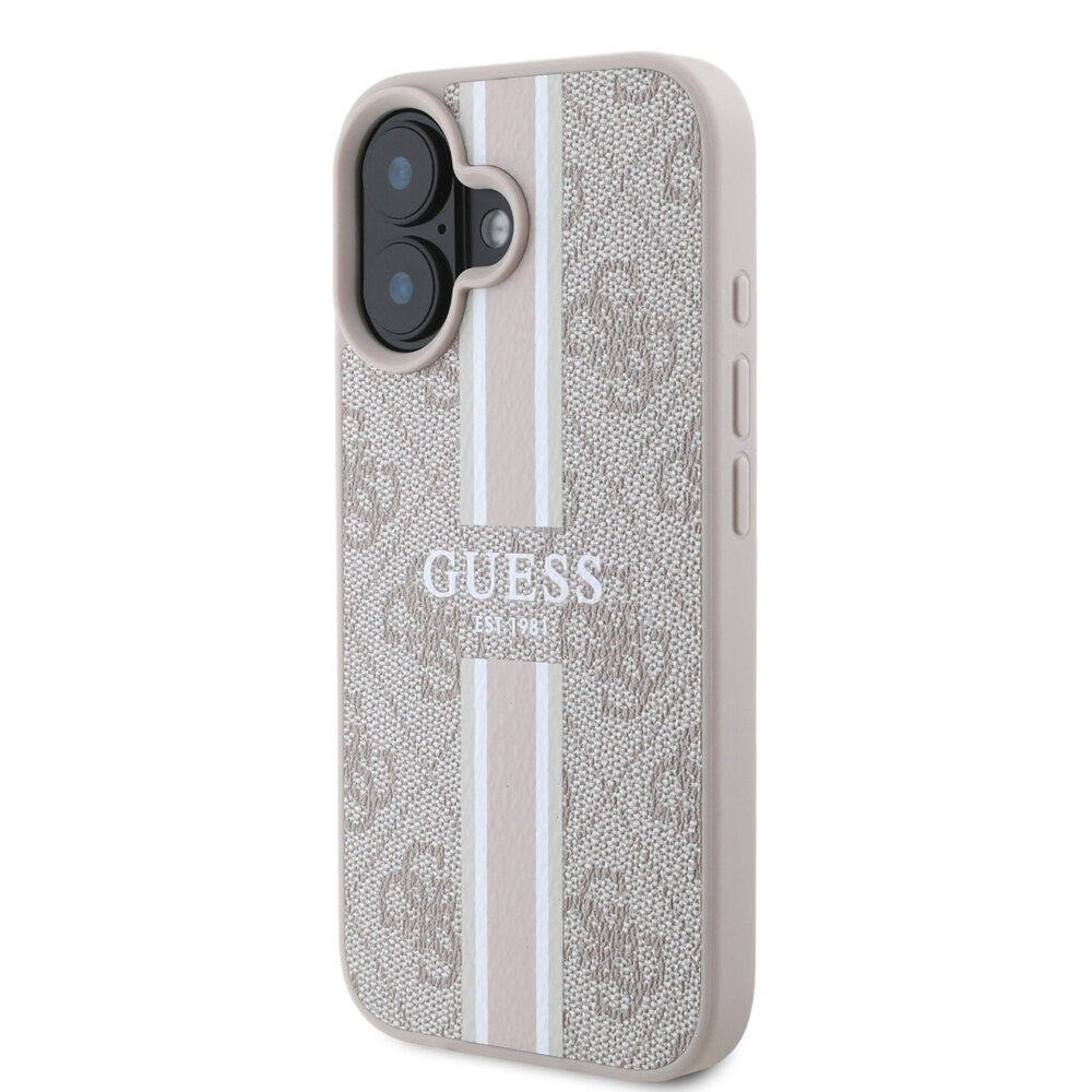 Guess Guess iPhone 16 Back-Cover hul - MagSafe - 4G Printed Stripes - Rosa Guess Guess iPhone 16 Back-Cover hul - MagSafe - 4G Printed Stripes - Rosa