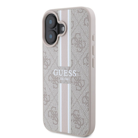 Guess Guess iPhone 16 Back cover coque - MagSafe - 4G Printed Stripes - Rose Guess Guess iPhone 16 Back cover coque - MagSafe - 4G Printed Stripes - Rose