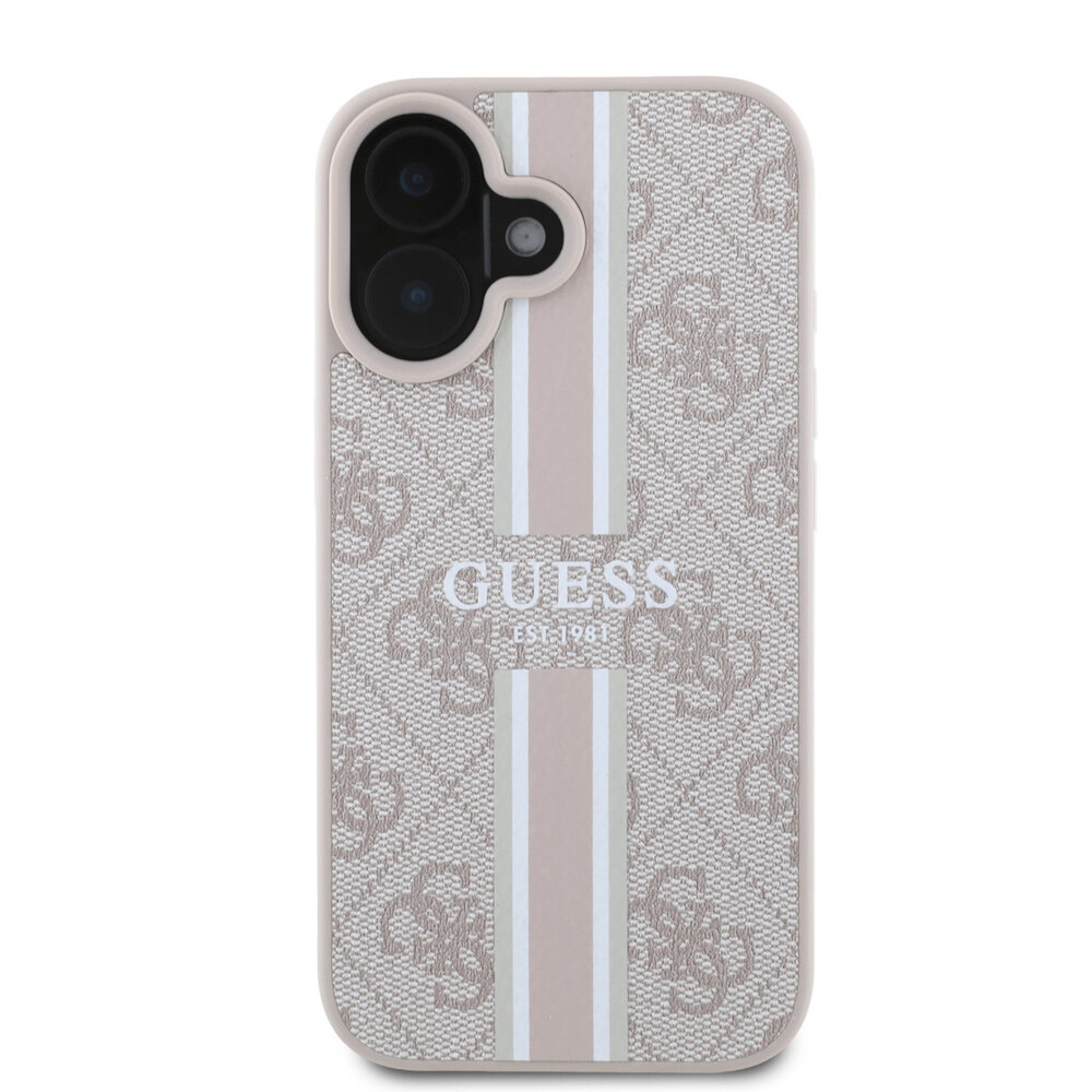 Guess Guess iPhone 16 Back-Cover hul - MagSafe - 4G Printed Stripes - Rosa Guess Guess iPhone 16 Back-Cover hul - MagSafe - 4G Printed Stripes - Rosa