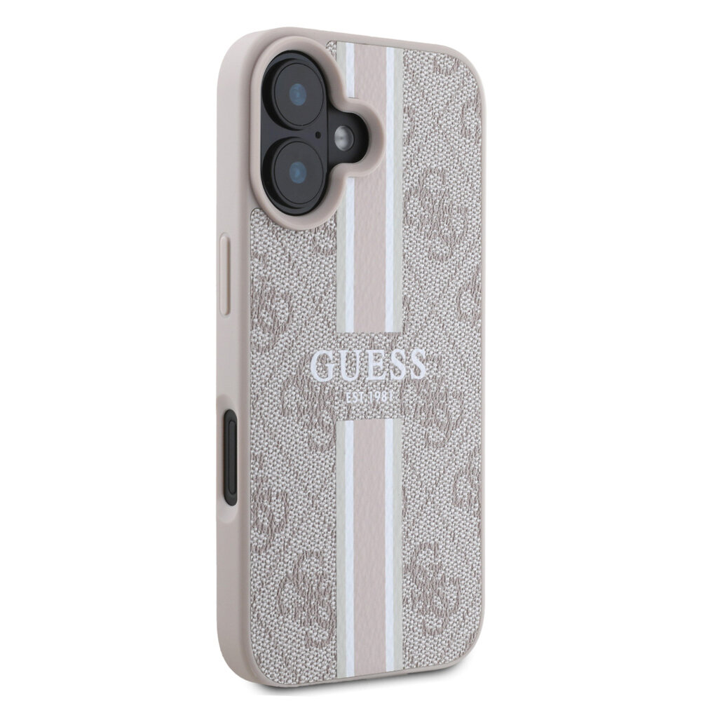 Guess Guess iPhone 16 Back-Cover hul - MagSafe - 4G Printed Stripes - Rosa Guess Guess iPhone 16 Back-Cover hul - MagSafe - 4G Printed Stripes - Rosa