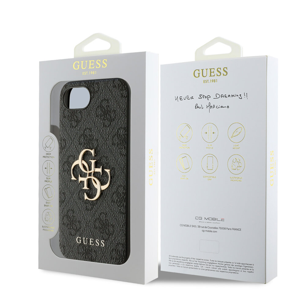 Guess Guess iPhone 16e & 17e Back cover case - 4G - Big Metal Logo - Black Guess Guess iPhone 16e & 17e Back cover case - 4G - Big Metal Logo - Black